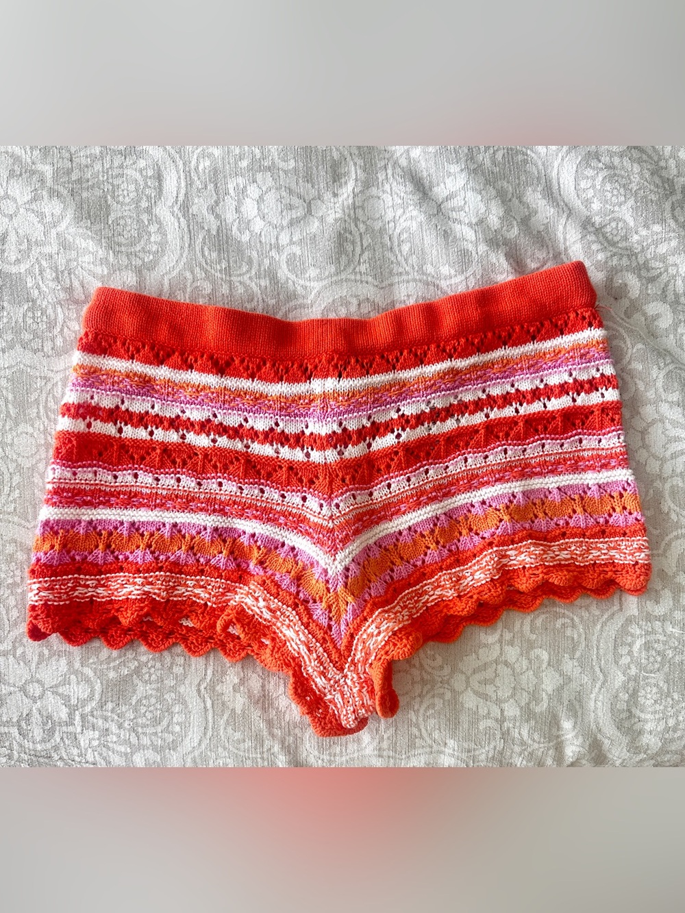 H&M Crochet Knit Shorts Size S- Orange/Pink/White